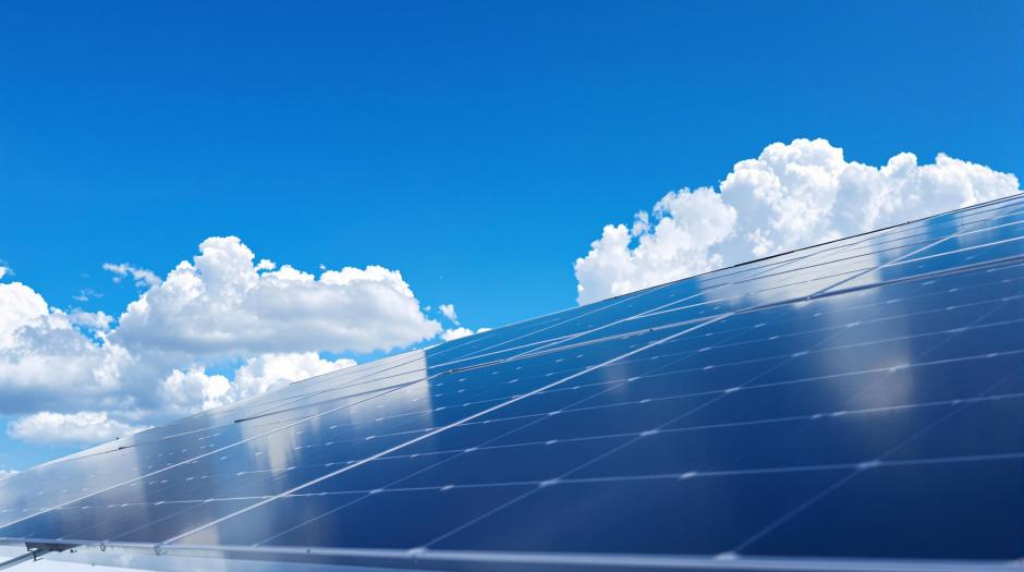 Solaranlage-kaufen Eine Nahaufnahme von Solarmodulen auf einem Dach
